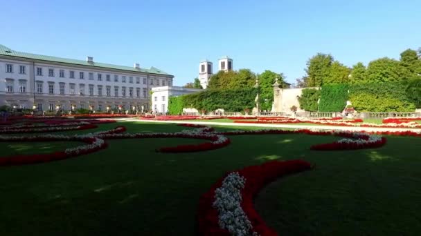 Salzburg Austria Septiembre 2016 Colorida Hermosa Vista Jardín Del Palacio — Vídeos de Stock