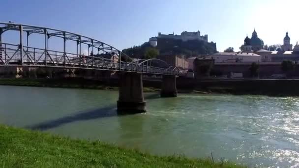 Viena Austria Septiembre 2016 Vista Histórica Fortaleza Hohensalzburg Desde Casco — Vídeo de stock