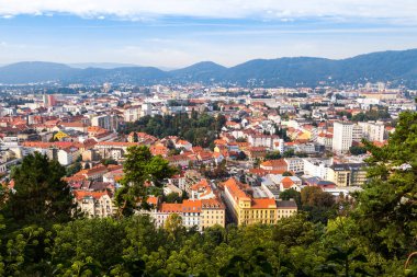 Graz Old Town Cityscape havadan görünümü
