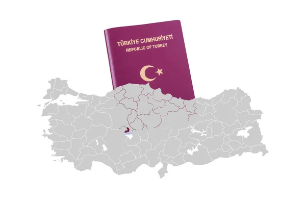 Passaporto turco con mappa Turchia — Foto Stock