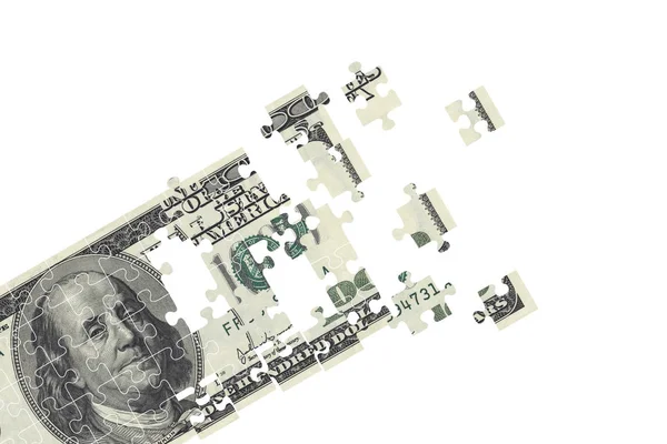 Puzzle de billets de cent dollars américains — Photo
