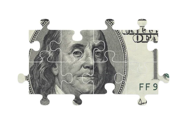Puzzle di banconote da cento dollari USA — Foto Stock