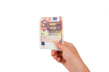 Beyaz üzerine ulaşmak için para tutan el