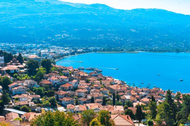 Makedonya 'da Ohri' nin Panoramik Görünümü