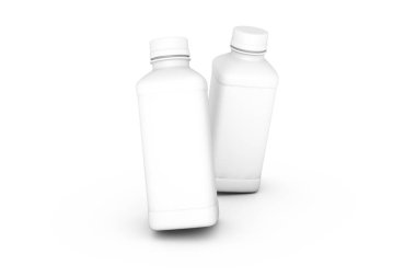3D Rendering of Realistic Plastic Bottle with Cap on White