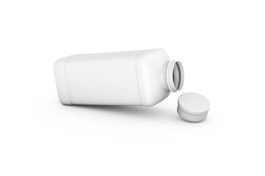 3D Rendering of Realistic Plastic Bottle with Cap on White
