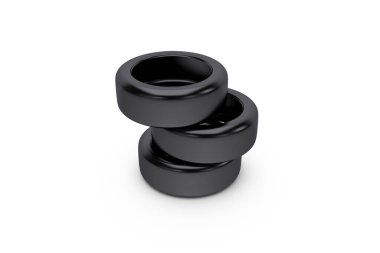 3D Rendering of Car Tire on White