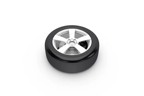 3D Rendering of Car Tire on White — Stok fotoğraf