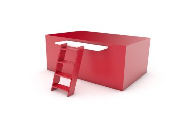 Concept of Ladder to Box on White