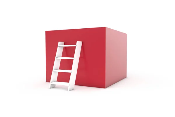 Concept of Ladder to Box on White — Stockfoto