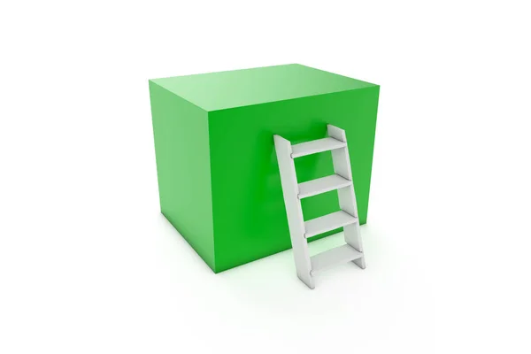 Concept van Ladder naar Box op wit — Stockfoto