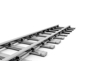 3D Rendering of Railroad Tracks on White
