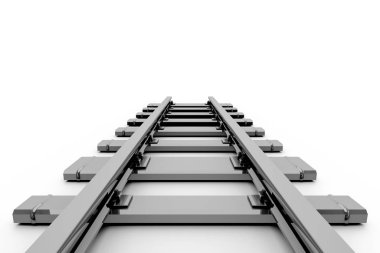 3D Rendering of Railroad Tracks on White