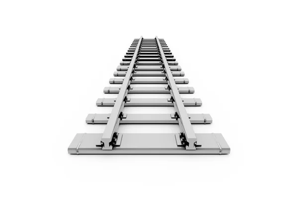 3D Rendering of Railroad Tracks on White — 图库照片