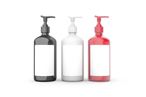 Rendering 3D di bottiglia realistica di sapone bottiglia su bianco — Foto Stock