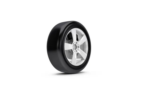 3D Rendering of Car Tire on White — Stockfoto