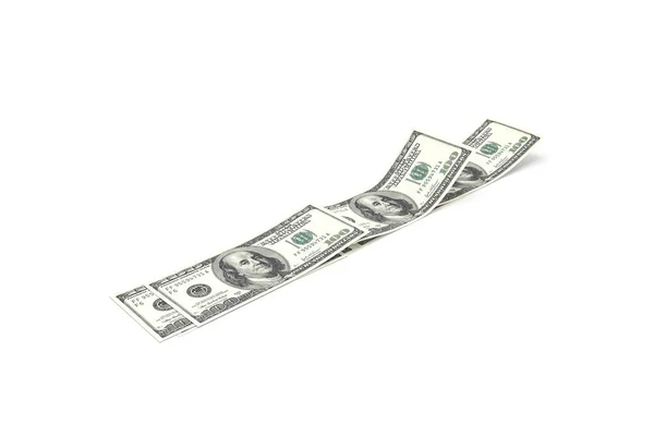 Renderowanie Stos Banknotów 100 Dolara Izolowane Białym Tle — Zdjęcie stockowe