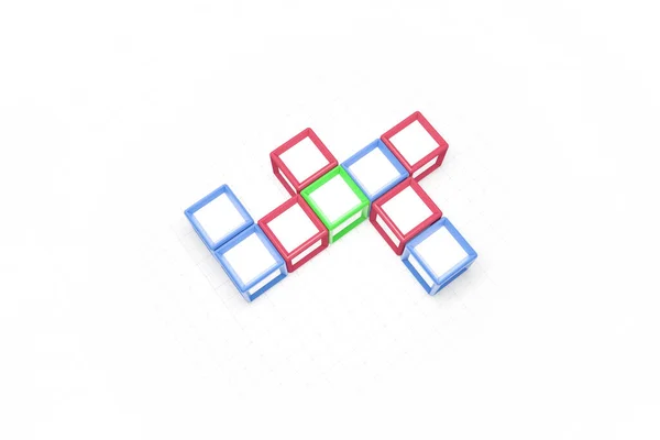 Vykreslování Šablona Modelovat Prázdné Křížovky Barevné Čtvercové Tvary Pro Vaše — Stock fotografie