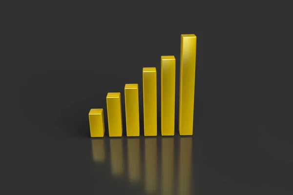 Renderização Gráfico Gráfico Gráfico Crescimento Estatístico Negócios Cor Dourada Isolado — Fotografia de Stock