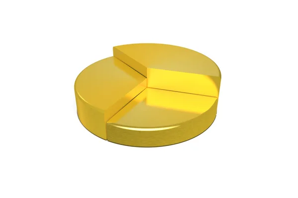 3Dレンダリング 黄金の色のビジネス統計成長グラフ 白い背景に隔離された — ストック写真