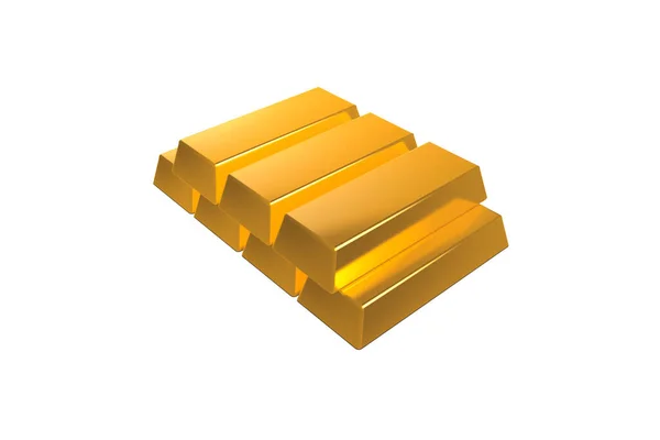 Rendering Finanzkonzept Stapel Goldbarren Isoliert Auf Weißem Hintergrund — Stockfoto