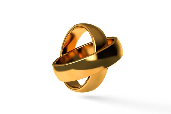 Rendering Close View Two Realistic Couple Gold Wedding Ring Isolated — Stock Photo, Image