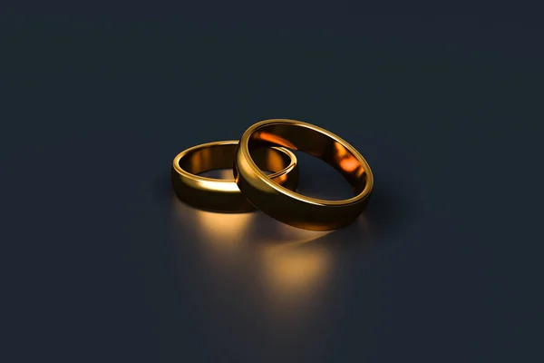 Renderizado Vista Cerca Dos Pares Realistas Anillo Bodas Oro Aislado —  Fotos de Stock