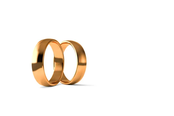 Renderelés Közelről Kilátás Két Reális Pár Arany Jegygyűrű Elszigetelt Fehér — Stock Fotó