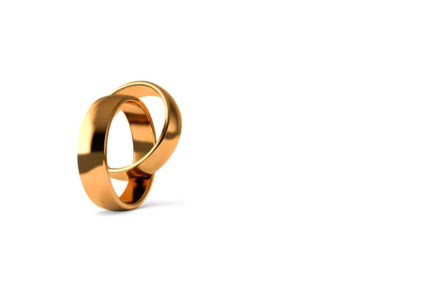 Рендеринг Близкий Вид Двух Реалистичных Пара Золотое Обручальное Кольцо Изолированные — стоковое фото