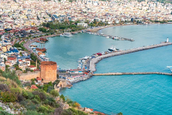 Alanya Turkey December 2019 Landscape View Red Tower Marina Alanya — Stockfoto