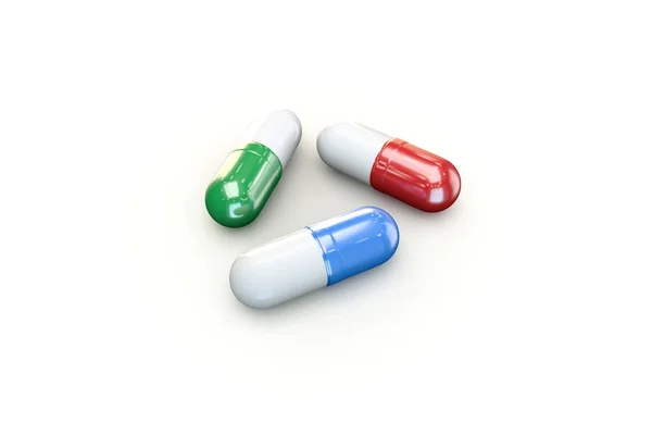 Рендеринг Концепция Медицины Антибиотики Капсулы Таблетки Таблетки Изолированные Белом Фоне — стоковое фото