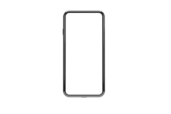 3Dレンダリング 白の空白の画面テンプレートと新世代のフルスクリーンスマートフォンに立つのシングルモックアップイメージのフロントビュー 隔離された背景 — ストック写真