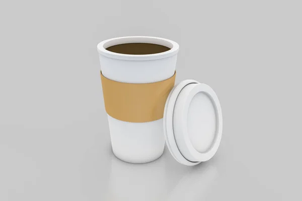 Rendering Von Papier Kaffee Thermo Tasse Attrappe Vorlage Isoliert Auf — Stockfoto