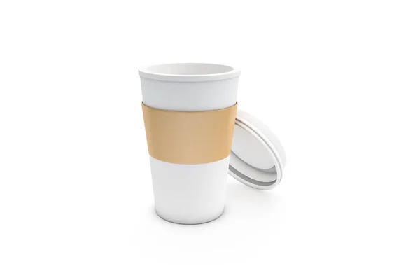 Rendering Van Papier Koffie Thermo Cup Mock Template Geïsoleerd Witte — Stockfoto