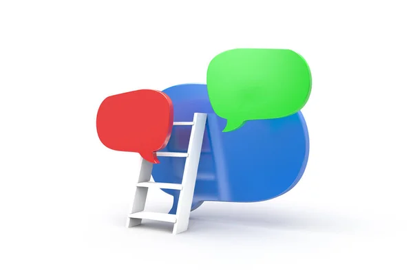 Rendering Speech Bubbles Ladder Communication Concept Isolated White Background — Stock Photo, Image