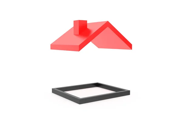 Rendering Des Roten Daches Sicheres Konzept Mit Schwarzem Rahmen Isoliert — Stockfoto