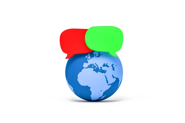 Rendering Global Earth Speech Bubbles Communication Concept Isolated White Background — Stock Photo, Image