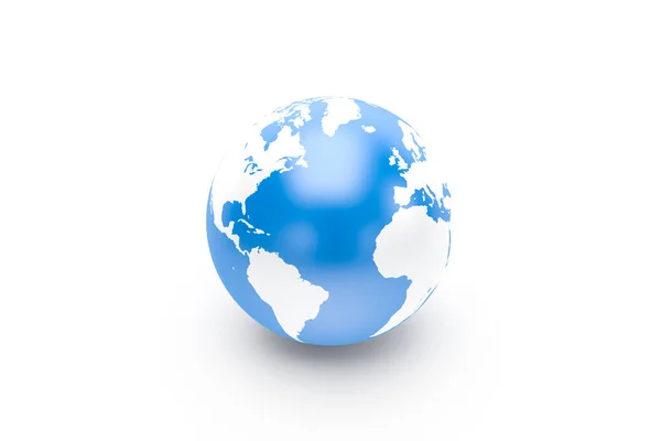 Рендеринг Вид Земной Шар Белым Синим Изолированном Фоне — стоковое фото