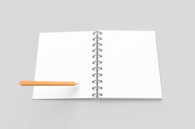 Boş dizüstü bilgisayarın 3d görüntülenmesi beyaz arkaplanda izole edilmiş metin veya çizim için kalem, kopyalama alanı ile şablon oluşturun.