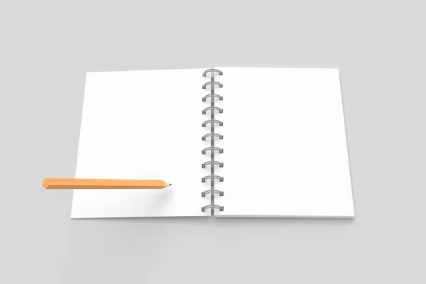 Renderização Vazio Notebook Mock Template Com Lápis Espaço Cópia Para — Fotografia de Stock