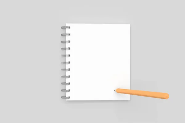Renderowanie Pustego Notebooka Makieta Szablon Ołówkiem Przestrzeń Kopiowania Tekstu Lub — Zdjęcie stockowe
