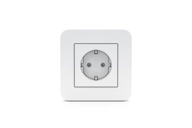 3d görüntüleme, elektrik prizinin ön görünümü, beyaz arkaplanda izole edilmiş.