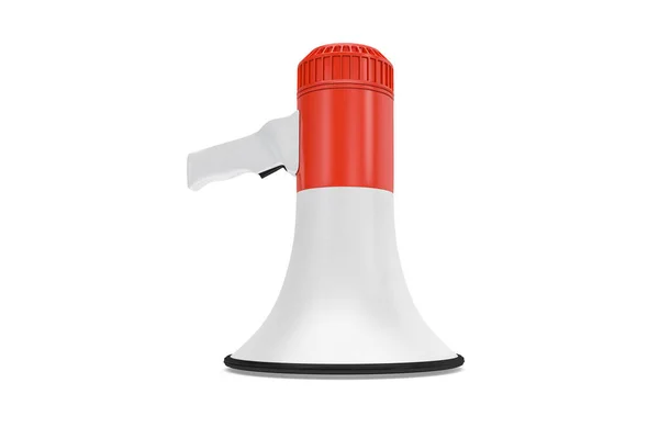 Rendering Side Front View Red Megaphone Isolated White Background — Stock Photo, Image