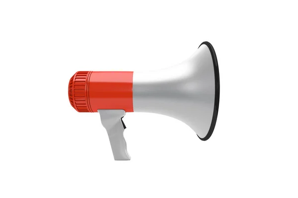 Rendering Side Front View Red Megaphone Isolated White Background — Stock Photo, Image