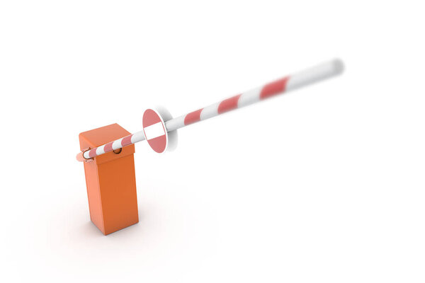 3d rendering, view of traffic car parking barrier system for stopping, isolated on white background.