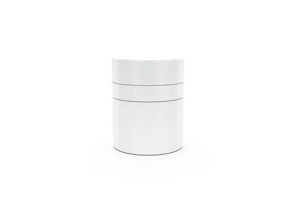 三维渲染 空白奶油化妆品容器的前视图模拟模板 白色背景隔离 — 图库照片
