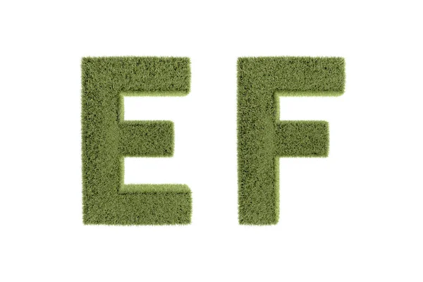 Renderização Vista Frontal Letras Maiúsculas Alfabeto Verde Grama Peças Fonte — Fotografia de Stock