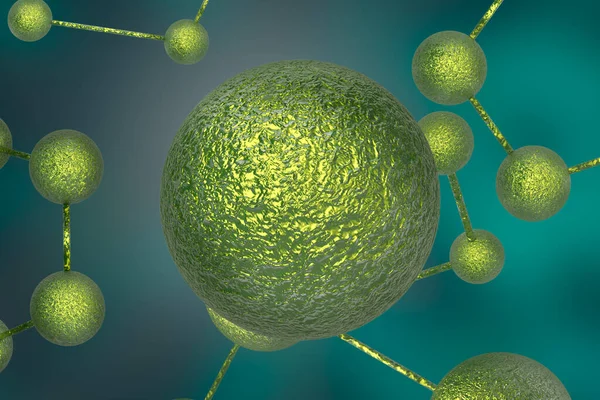 Renderizado Vista Cerca Del Virus Verde Que Casos Gripe Peligrosa — Foto de Stock