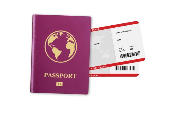Εικονογράφηση Του Κόκκινου Ρεαλιστικού Διεθνούς Διαβατηρίου Την Υδρόγειο Για Διακοπές — Φωτογραφία Αρχείου