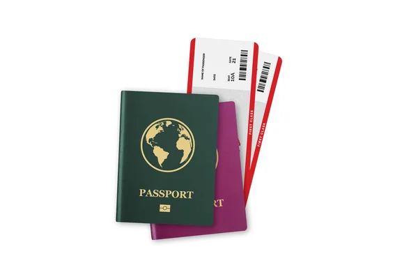 Иллюстрация Зеленого Реалистичного Международного Паспорта Глобусом Отдыха Путешествия Авиабилетами Изолированные — стоковое фото